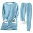 thumbnail image 1 of XuJwPNcy Womens Pajama Sets Fleece Lined 2 Piece Outfit Long Sleeve Pajama Pants Winter Warm Sherpa Lined Tracksuit, 1 of 4