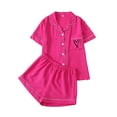 thumbnail image 1 of XuJwPNcy Womens Pajama Sets Pj Set Cute Heart Print Short Sleeve Button down Shirt with Shorts 2 Piece Pjs Set, 1 of 4