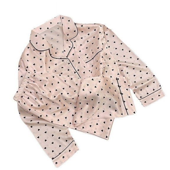 XuJwPNcy Women's Two Piece Pj Outfits Long Sleeve V Neck Shirts with Long Pants Printed Sets Casual Lounge Pajama Sets