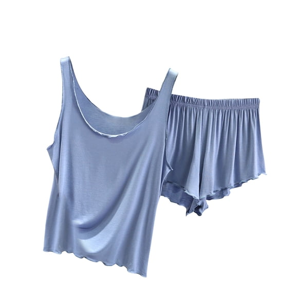 XuJwPNcy Womens Pajama Sets Sleeveless Scoop Neck Tank Top with Short Pants Two Piece Pjs Lounge Outfits