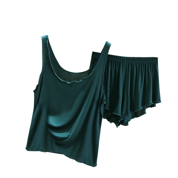 XuJwPNcy Womens Pajama Sets Sleeveless Scoop Neck Tank Top with Short Pants Two Piece Pjs Lounge Outfits