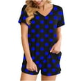 thumbnail image 1 of XuJwPNcy Womens Pajama Sets V Neck Short Sleeve Tops and Short Pants Lounge Sets Pjs Soft 2 Piece Print Sleepwear, 1 of 6