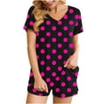thumbnail image 1 of XuJwPNcy Womens Pajama Sets V Neck Short Sleeve Tops and Short Pants Lounge Sets Pjs Soft 2 Piece Print Sleepwear, 1 of 6