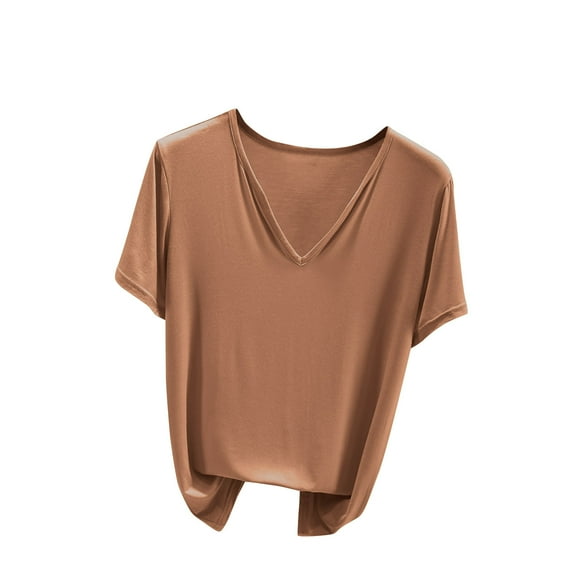 XuJwPNcy Womens Pajama Tshirt Sleepwear Solid Color V Neck Sleepshirts Comfy Casual Nightshirt for Women