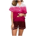 thumbnail image 1 of XuJwPNcy Womens Pajamas Set Short Sleeve Sleepwear Lapel V Neck Button down Nightwear with Shorts Soft Pjs Lounge Set, 1 of 5