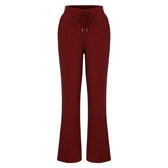 Yuzhih Womens Pants 2024 Summer Loose Straight Elastic Waist Pants Casual Solid Color Drawstring Trousers
