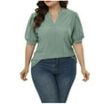 thumbnail image 1 of Yuzhih Womens Plus Siz Tops Short Sleeve V Neck Shirts Lightweight Flowy Loose Blouse Tees Hollow out Top, 1 of 7