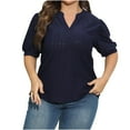 thumbnail image 1 of XuJwPNcy Womens Plus Siz Tops Short Sleeve V Neck Shirts Lightweight Flowy Loose Blouse Tees Hollow out Top, 1 of 7