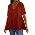 thumbnail image 1 of Yuzhih Womens Plus Size Summer Babydoll Tops Oversized Blouse Dressy Casual Tunic Shirts V Neck Loose Blouses, 1 of 5