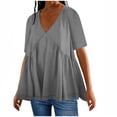 thumbnail image 1 of XuJwPNcy Womens Plus Size Summer Babydoll Tops Oversized Blouse Dressy Casual Tunic Shirts V Neck Loose Blouses, 1 of 5