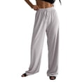 thumbnail image 1 of XuJwPNcy Womens Ribbed Lounge Pants with Drawstring Casual Wide Leg Jogger Comfy Loose Soft Knit Pajama Pants, 1 of 6