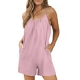 thumbnail image 1 of XuJwPNcy Womens Rompers Casual Sleeveless Spaghetti Strap Shorts Jumpsuits Summer with Pockets, 1 of 7
