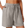 thumbnail image 1 of XuJwPNcy Womens Shorts Casual Cotton Linen High Waisted Summer Short Pants Elastic Waist Drawstring Comfy Shorts, 1 of 7