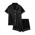 thumbnail image 1 of cfhntfmh Womens Silk Satin Pajamas Set Short Sleeve Pj Sets Button down Pjs 2 Piece Sleepwear Loungewear S-2xl, 1 of 7