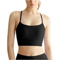 thumbnail image 1 of XuJwPNcy Women's Sports Bras Square Neck Workout Yoga Bra Seamless Ribbed Spaghetti Strap Crop Tank Top, 1 of 6