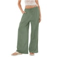 thumbnail image 1 of XuJwPNcy Womens Summer Casual Pants High Waist Pockets Cotton Linen Pants Baggy Palazzo Wide Leg Boho Beach Trousers, 1 of 6