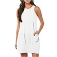 thumbnail image 1 of XuJwPNcy Womens Summer Dresses Casual Sleeveless Mini Dresses Round Neck Going out Dress with Pockets, 1 of 6
