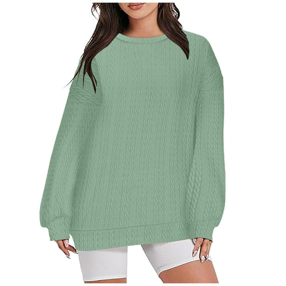 XuJwPNcy Womens Sweaters Oversized V Neck Long Sleeve Knit Sweaters Casual Baggy Knit Pullover Tops