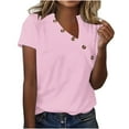 thumbnail image 1 of Yuzhih Womens T Shirts V-Neck Short Sleeve Tops Loose Casual Summer Tees Button down Blouses, 1 of 5