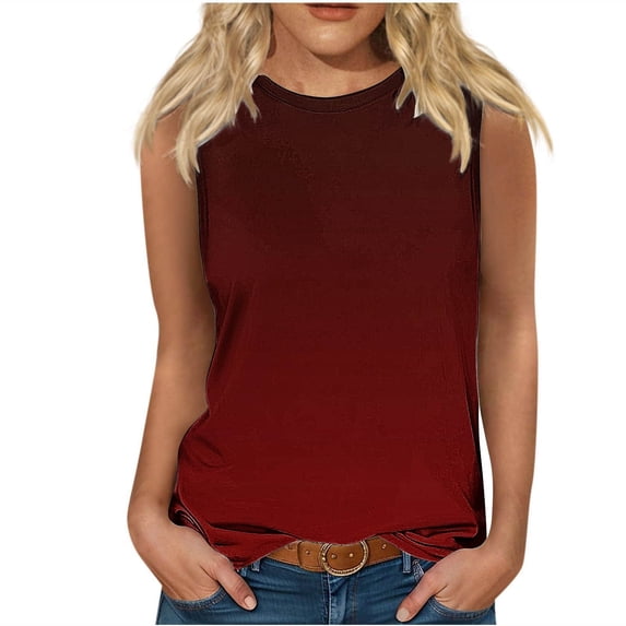 Yuzhih Womens Tank Tops Summer Casual Crew Neck Sleeveless Top Solid Color Shirts Loose Basic Tee