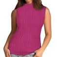 thumbnail image 1 of Yuzhih Womens Tank Tops Summer Mock Neck Sleeveless Tunic Tops 2024 Fashion Solid Color Textured Tshirts, 1 of 5