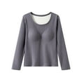 thumbnail image 1 of XuJwPNcy Womens Thermal Underwear Tops Built-In Chest Pad Fleece Line Warm Shirt Scoop Neck Thick Long Sleeve Undershirts, 1 of 6
