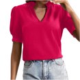 thumbnail image 1 of Yuzhih Womens Tops Dressy Casual V-Neck T-Shirts Loose Puff Short Sleeve Tunic Fashion Business Work Blouses, 1 of 7