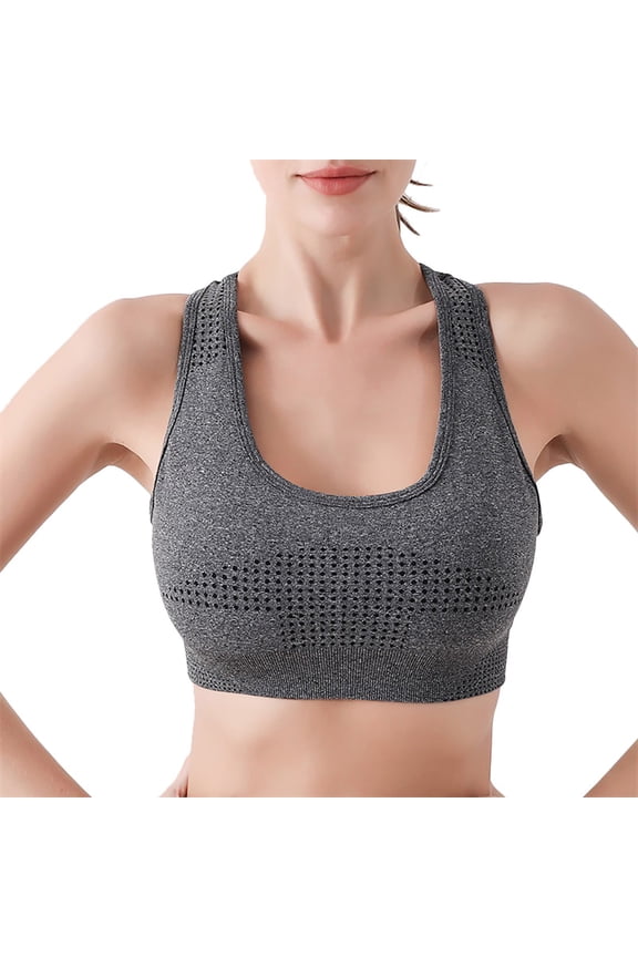 Womens U Back Sports Bra High Support Scoop Neck Yoga Bra Workout Crop Top with Padded
