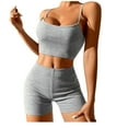 thumbnail image 1 of XuJwPNcy Womens Workout Sets Sleeveless Ribbed Tank Crop Top with Biker Shorts 2 Piece Yoga Outfits Active Wear, 1 of 7