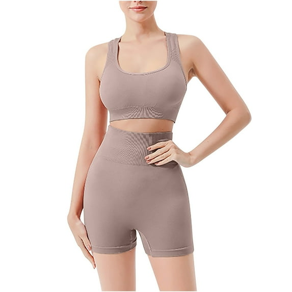 XuJwPNcy Workout Sets for Women 2 Piece Outfits Seamless Crop Tank Top Sports Bra High Waist Biker Shorts Yoga Sets