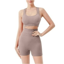 XuJwPNcy Workout Sets for Women 2 Piece Outfits Seamless Crop Tank Top Sports Bra High Waist Biker Shorts Yoga Sets