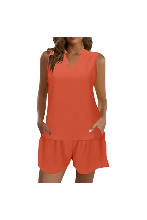 Workout Sets for Women Sleeveless V Neck Tank Tops Shorts Matching Active Set Tracksuit 2 Piece Outfits