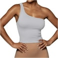 thumbnail image 1 of XuJwPNcy Workout Tops for Women Sleeveless One-Shoulder Shirts Ribbed Tees Slim Basic Tank Tops, 1 of 4