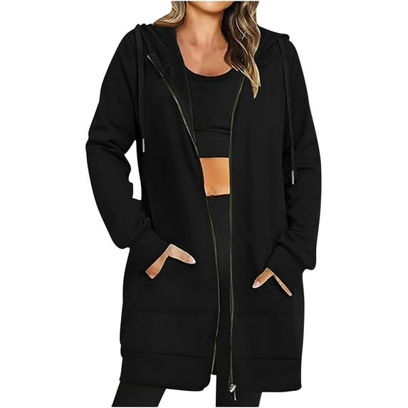 XuJwPNcy Zip up Hoodies for Women Oversized Fleece Long Sleeve Sweatshirts Casual Fall Jacket Coat with Pocket