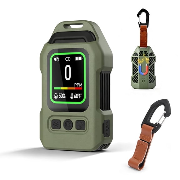 Yvagay Portable CO Monitor 4-in-1 Mini CO Meter, Rechargeable Travel Air Quality Monitor with Temp & Humidity Display, Magnetic Back