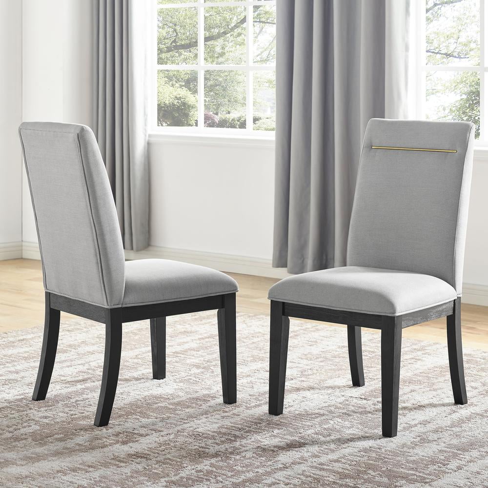 Gray Faux Leather Upholstered Parsons Side Chair with Wood Frame