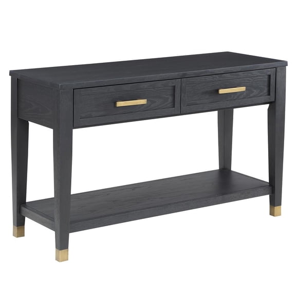 Steve Silver Yves Modern 48" Wood Console Table, Rubbed Charcoal/Brushed Brass