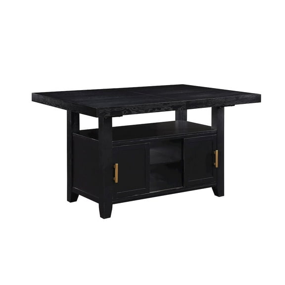 Yves Rubbed Charcoal Wood Counter Height Storage 7-Piece Dining Set