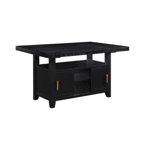 Yves Rubbed Charcoal Wood Counter Height Storage 7-Piece Dining Set