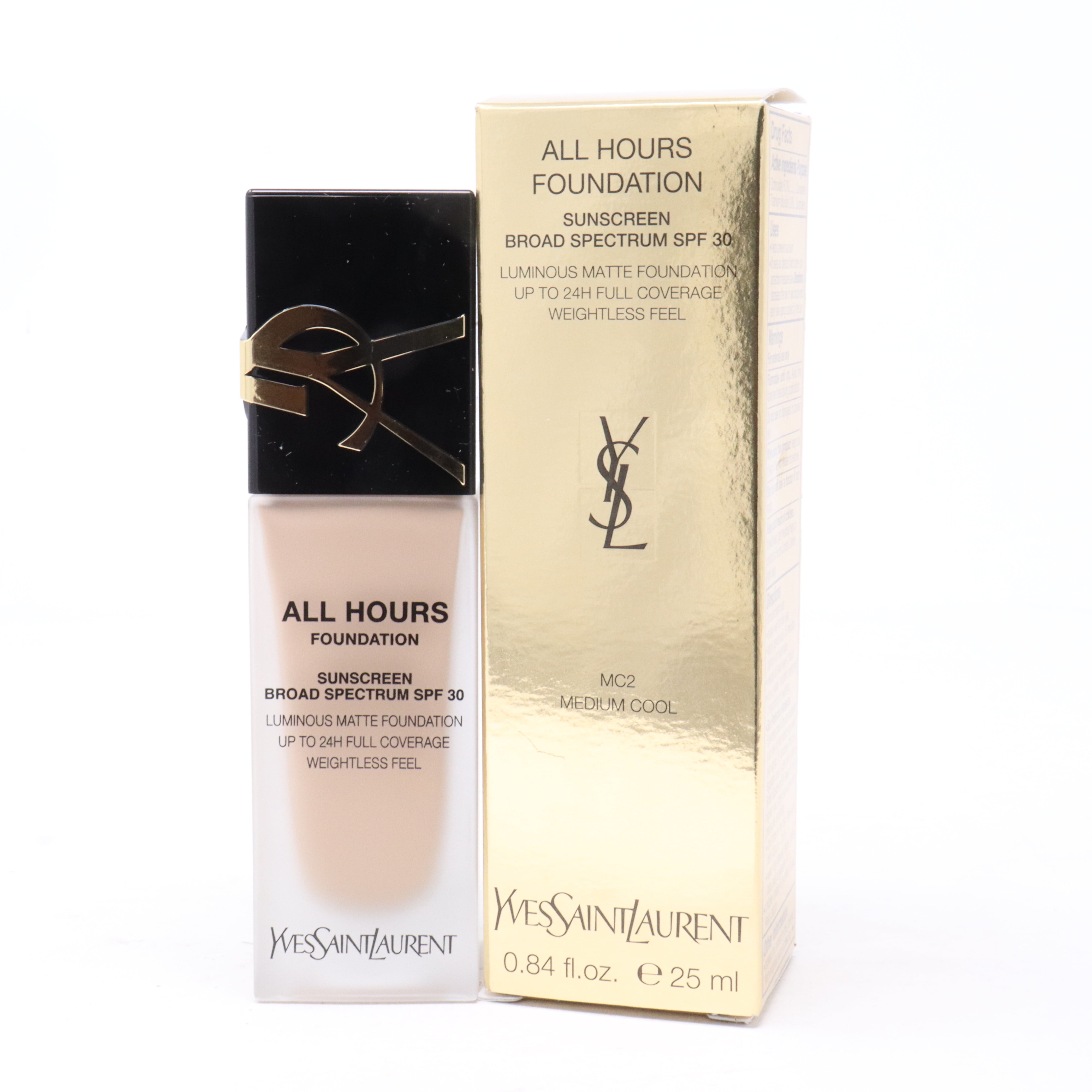 Yves Saint Laurent All Hours Foundation MC2 Medium Cool 0.84oz 25ml New With Box