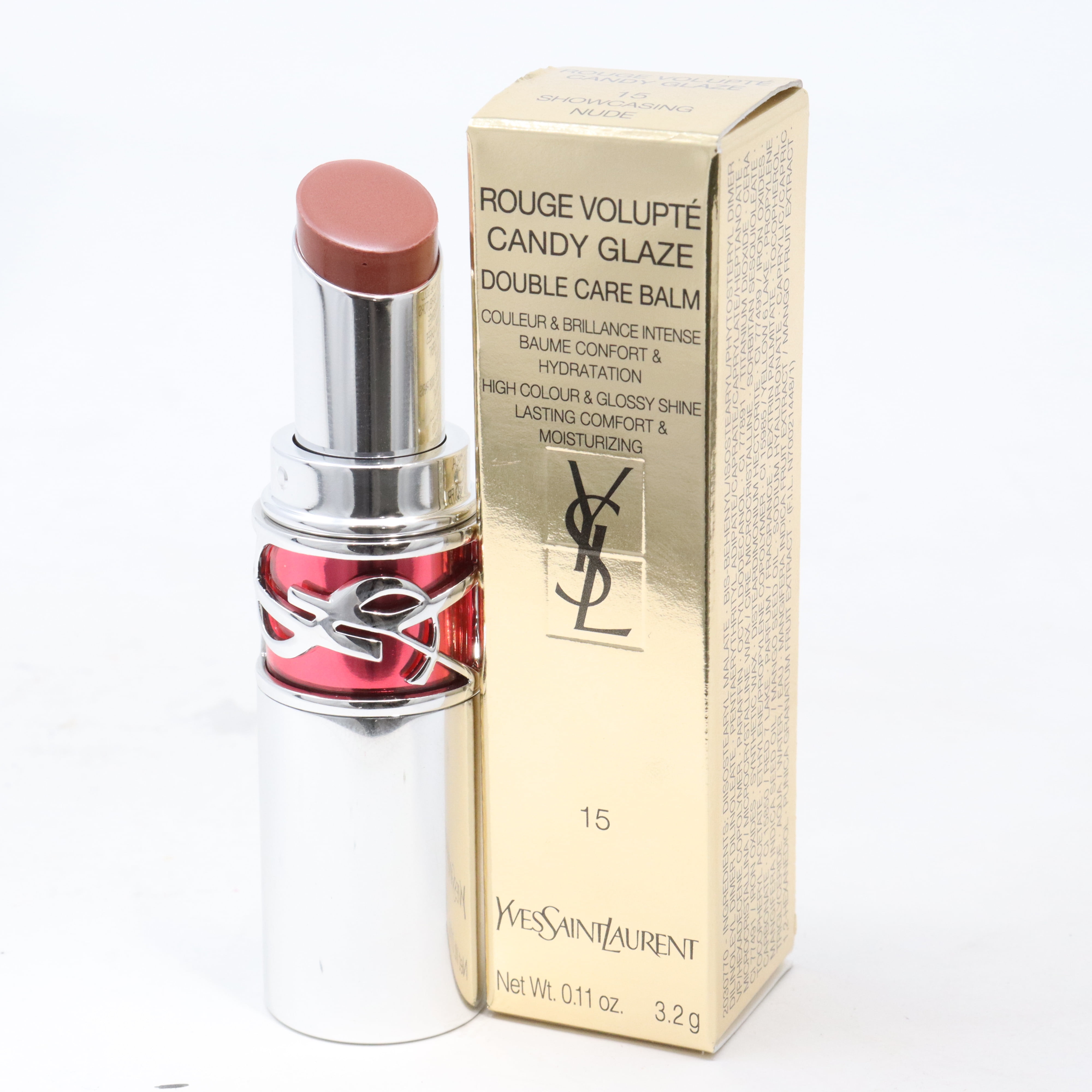 Yves Saint Laurent Candy Glaze Lip Balm 0.11oz 15 Showcasing Nude New