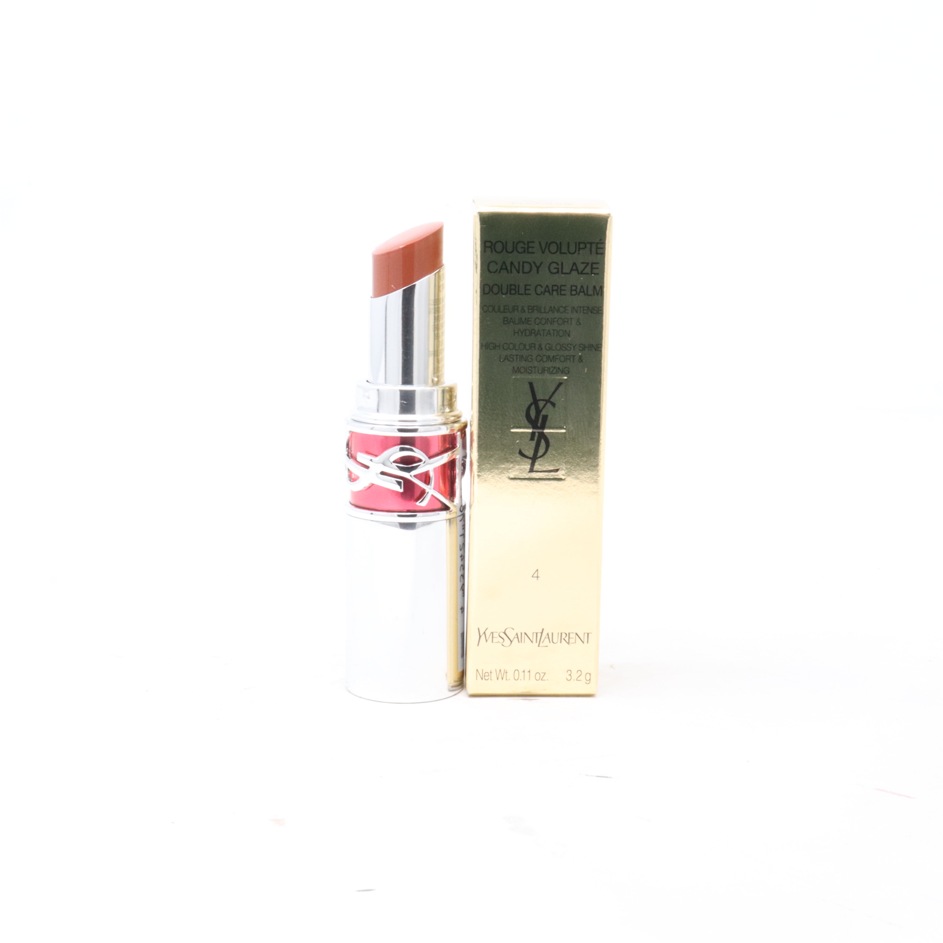 Yves Saint Laurent Candy Glaze Lip Balm 4 Nude Pleasure 0.11oz/3.2g New
