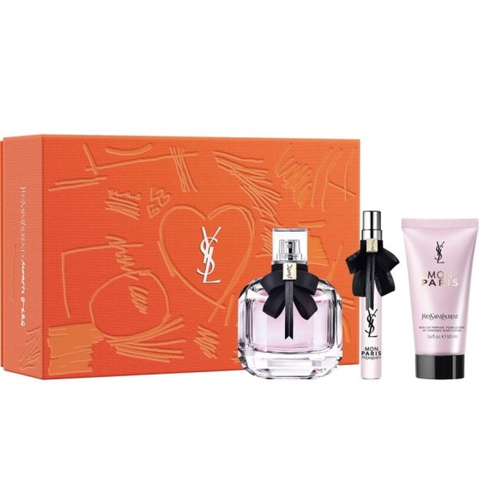 Yves Saint Laurent Mon Paris 3-pcs Gift Set (Eau de Parfum Spray 3 Fl Oz + Body Lotion 1.7 Fl Oz + Eau de Parfum Spray 0.3 Fl Oz)