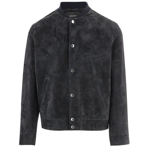 Yves Salomon Navy Blue Suede Leather Jacket (Men's)