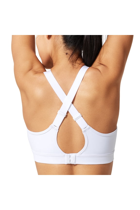Adjustable Sports Bras for Women High Impact Criss Cross Back Padded Workout Running Sports Bra, White, S