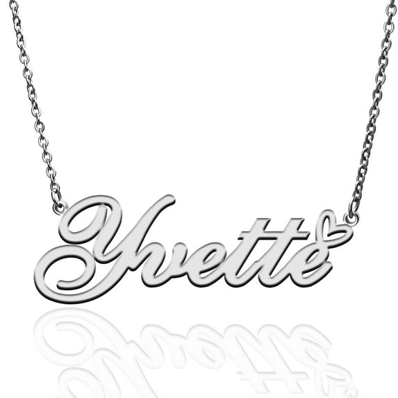 Yvette Custom Name Necklace Customized Personalized Plated Name Necklace for Mother Daughter Friendship Women Valentine's Day Christmas Birthday New Year Silver