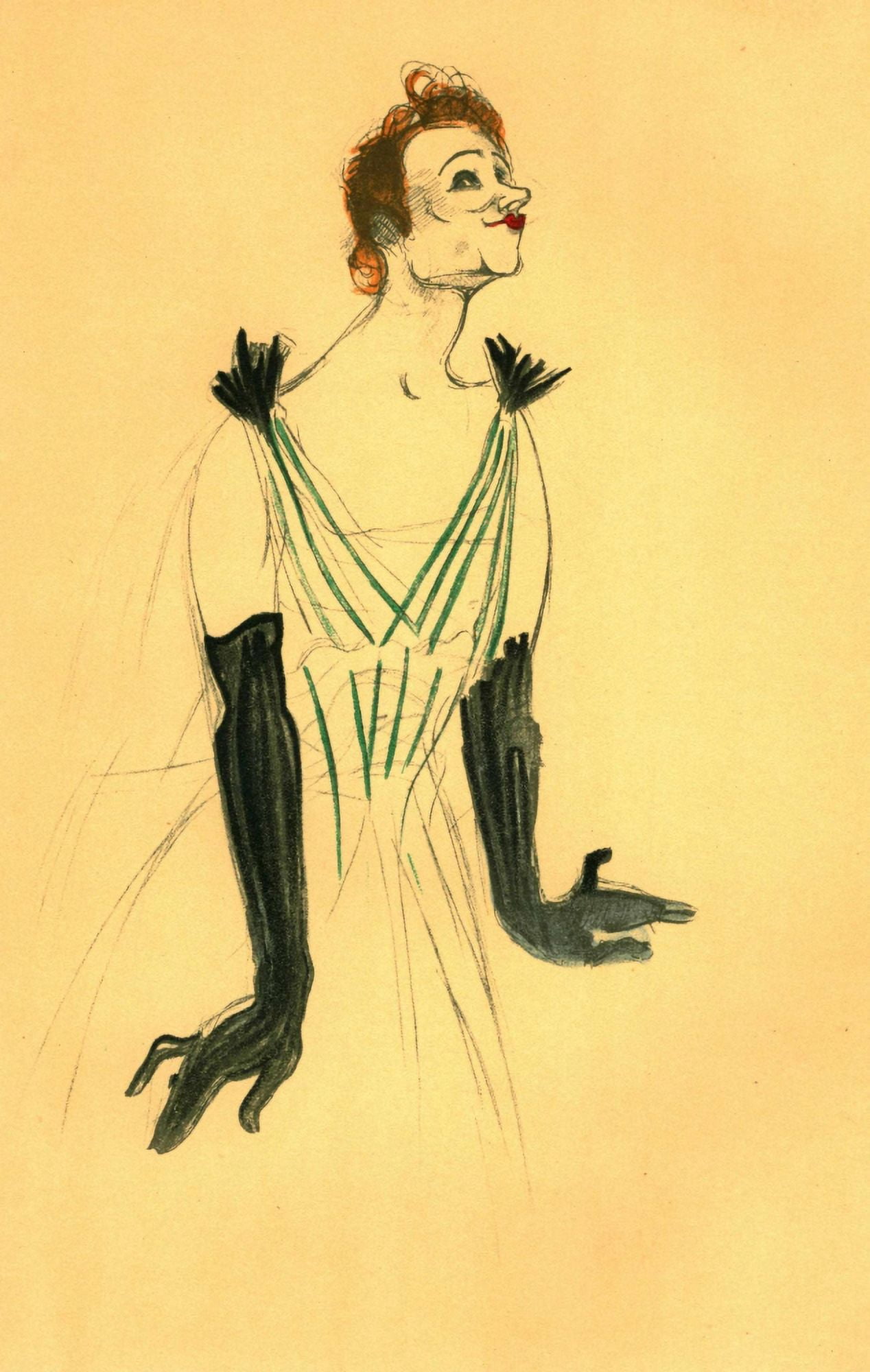 Yvette Guilbert Canvas Art - H de Toulouse-Lautrec (24 x 36)