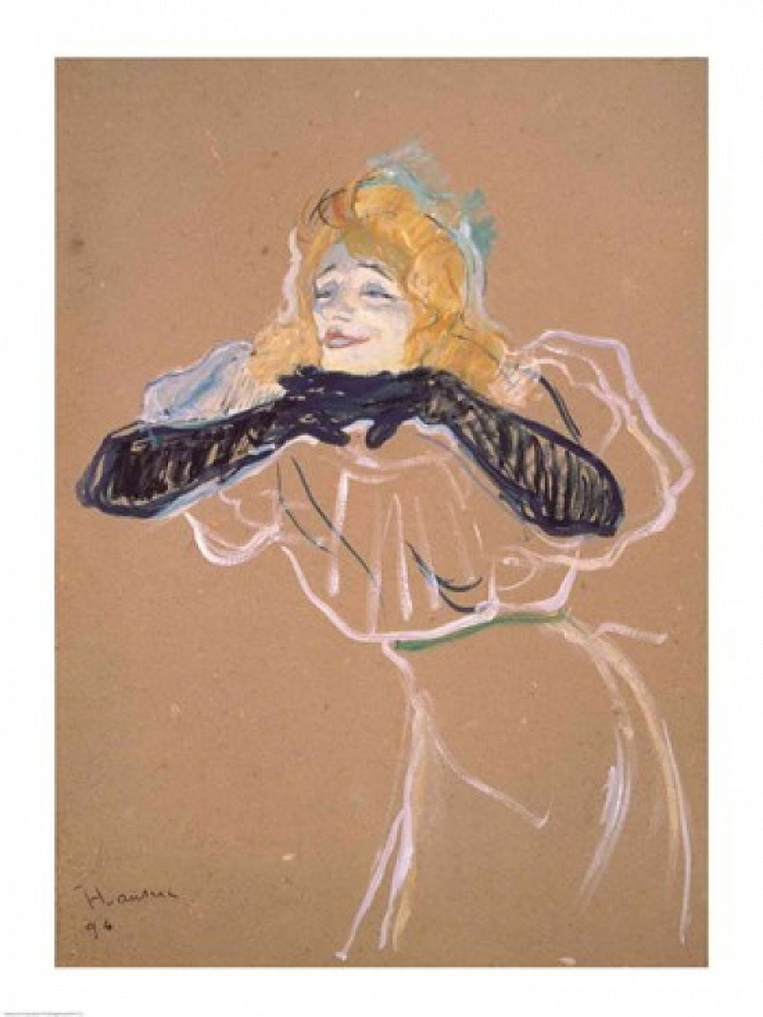 Yvette Guilbert Canvas Art - Henri de Toulouse-Lautrec (18 x 24)