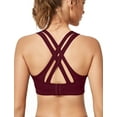 thumbnail image 1 of Yvette High Impact Sports Bras for Women Criss Cross Back Sexy Running Bra Plus Size for Large Bust,Burgundy,X-Large, 1 of 9