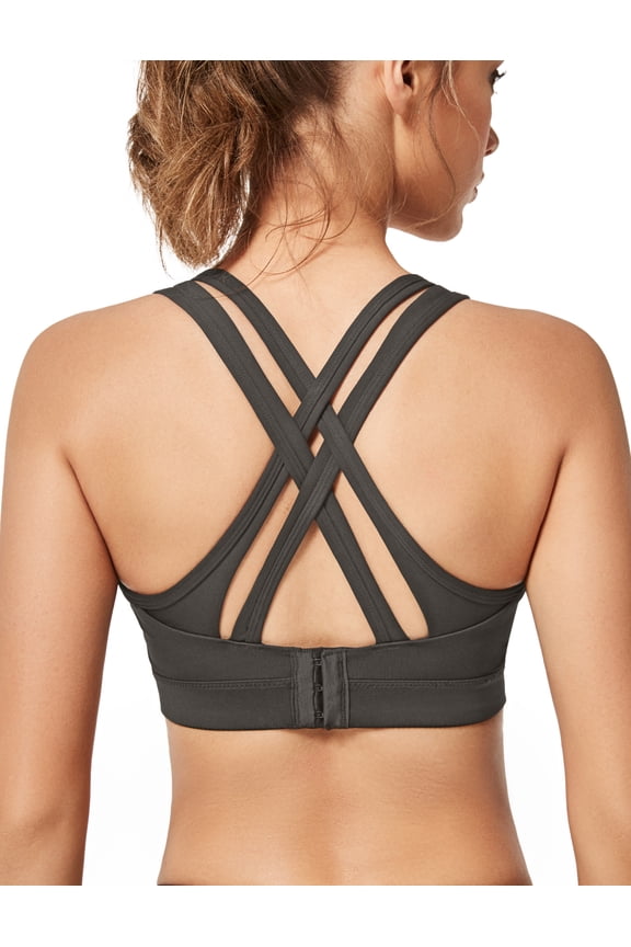 High Impact Sports Bras for Women Criss Cross Back Sexy Running Bra Plus Size for Large Bust,Olive Green,XX-Large